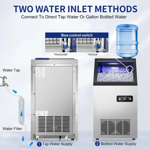 Miniatura 3 de Máquina comercial para hacer hielo de 120 libras/24 horas con capacidad de hielo de 35 libras, 45 cubos de hielo transparentes listos en 11-20