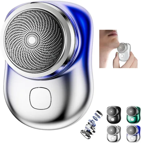 Miniatura 9 de Mini afeitadora eléctrica portátil, afeitadora eléctrica portátil de bolsillo, mini afeitadora eléctrica mágica USB para hombres, afeitadora Negro
