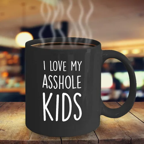 Miniatura 6 de Taza de café divertida con texto en inglés "I Love My Asshole Kids Awesome Novelty and Sarcastic Gift", taza de té de cerámica de 11 oz y 15 oz