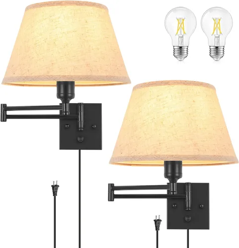 Miniatura 20 de TRLIFE Aplique de pared regulable con control remoto, temperatura de color ajustable de 2700K a 6500K, luces de pared con brazo oscilante de latón