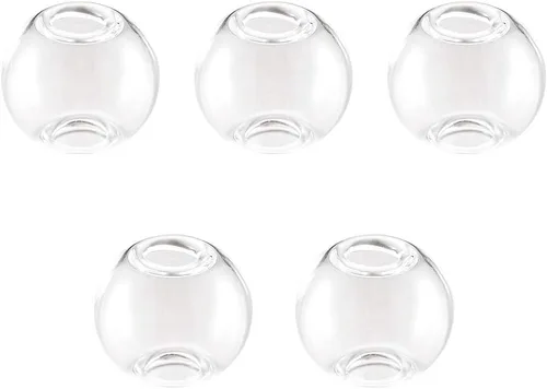 Miniatura 9 de Pandahall - 60 cuentas redondas hechas a mano de 0.551 in de vidrio transparente soplado con 5 colores de tapa de latón, botellas de bola de cristal