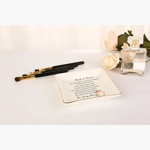 Miniatura 4 de RUIMIC Regalo para tía y sobrina, regalo de graduación de cumpleaños, de parte de la tía, bandeja de cerámica para anillos, regalo de cumpleaños