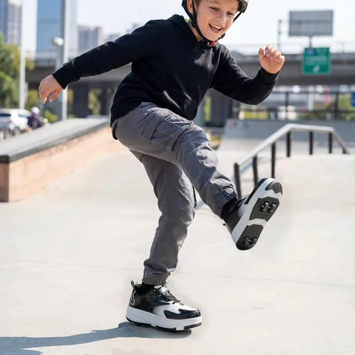 Miniatura 3 de Zapatos de Patines con Ruedas para Niños y Niñas Deporte al Aire Libre Moda Desmontables con 4 Ruedas Zapatillas con Ruedas Adecuados