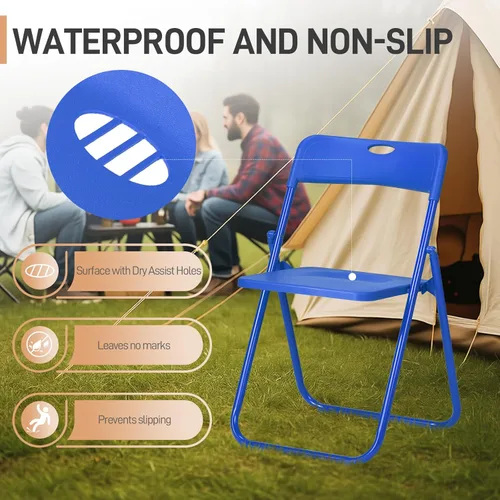 Miniatura 5 de Karl home Silla plegable de 6 piezas, silla plegable ligera de plástico de 300 libras, marco de metal reforzado fácil de plegar y almacenar