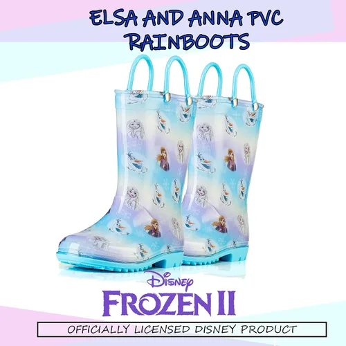 Miniatura 4 de Disney Frozen 2 Girls' Anna, Elsa & Olaf Waterproof PVC Rain Boots with Easy-On Handles Pink & Purple Toddler & Little Kid Sizes