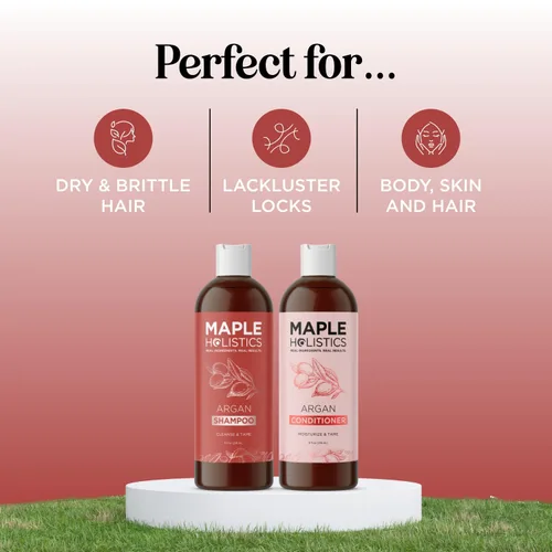 Miniatura 2 de Champú y acondicionador de aceite de argán de Marruecos, sin sulfato, juego de champú y acondicionador para cabello teñido - Champú y acondicionador