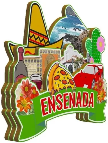 Miniatura 2 de Ensenada México - Imán de madera para nevera, diseño 3D de México, recuerdos coleccionables, decoración hecha a mano -3413