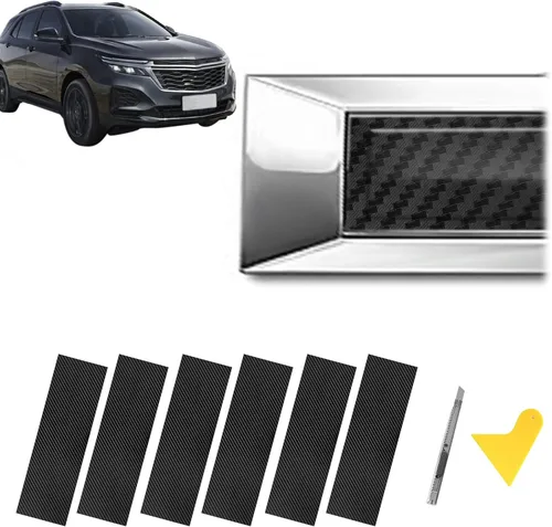 QianBao Compatible con envoltura de vinilo de fibra de carbono de 11.8 x 4 pulgadas, kit de envoltura de emblema Chevy Bowtie con espátula y Negro 6