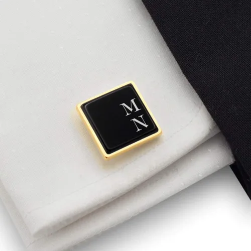 Miniatura 5 de Gemelos grabados con inicial – Gemelos dorados personalizados – Gemelos personalizados para hombres – Regalos de novio o padrinos de boda – Regalo