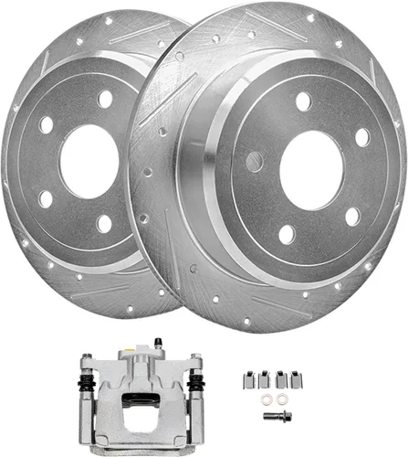 Miniatura 31 de Detroit Axle - Rotores de freno perforados traseros + repuesto de pinza de freno de disco trasera izquierda para Acura TL Honda Element - Juego de 3