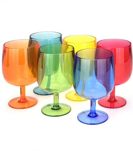 Miniatura 21 de Yalin Juego de 6 vasos apilables de plástico acrílico irrompible de 12 onzas para vino y agua (transparente, 15 onzas)