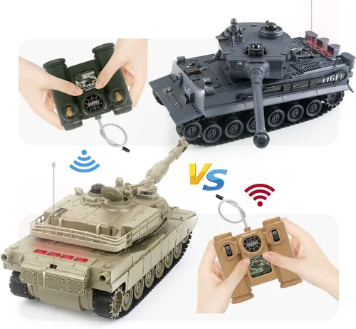 Miniatura 3 de BEAURE Tanques Rc, 1:28 WW2 M1A2, Tanque del Ejército Americano de la Segunda Guerra Mundial, Juguetes de Tanques para Niños, Control Remoto de 9