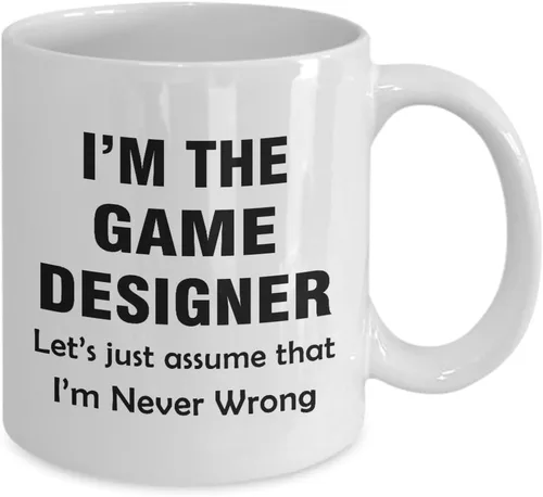 Miniatura 2 de Taza para desarrollador de juegos, con texto en inglés "Lets Just Assume Im Never Wrong