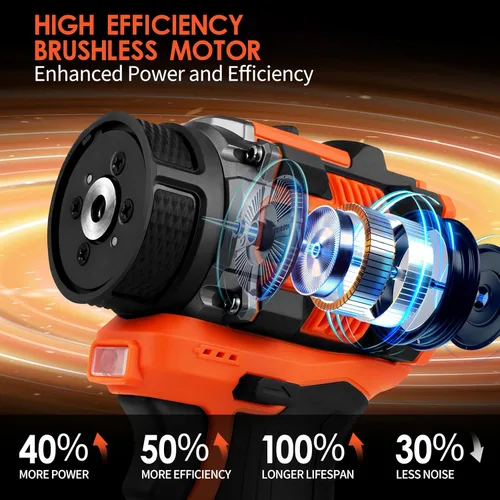 Miniatura 2 de Pulidora inalámbrica sin escobillas, mini pulidora de búfer de 2 velocidades variables (0-500/0-3000 RPM), 2 baterías de 3.0Ah, almohadillas de 2 x