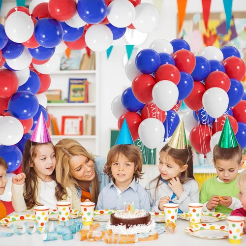 Miniatura 6 de 100 globos rojos, blancos y azules, globos patrióticos del Día de la Independencia de 12 pulgadas para graduación, 4 de julio, fiesta de cumpleaños