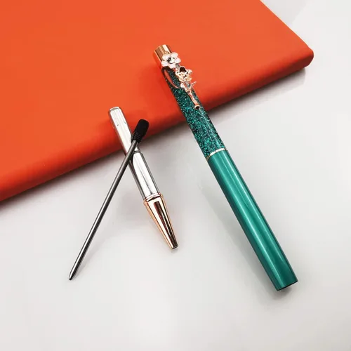 Miniatura 3 de Oddmoal Paquete de 12 bolígrafos flotantes coloridos de tubo vacío con flor líquida llena de arena, bolígrafos creativos de metal con giro vacío