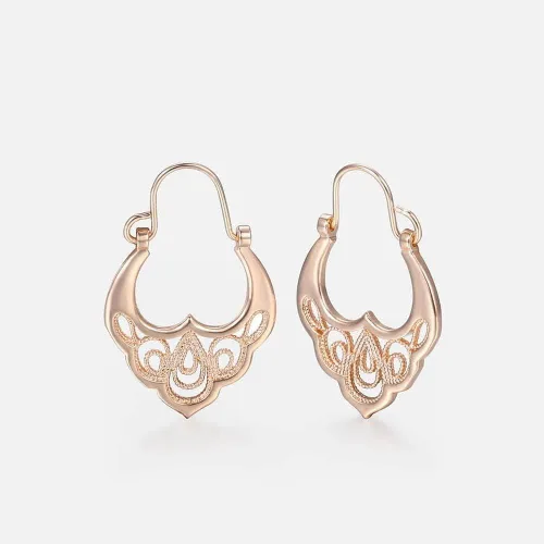2024 New 585 Rose Gold Color Earrings For Women Girls Hollow Flower Pattern Luxury Wedding Earring Fashion Jewelry Valentines Gifts Fashion