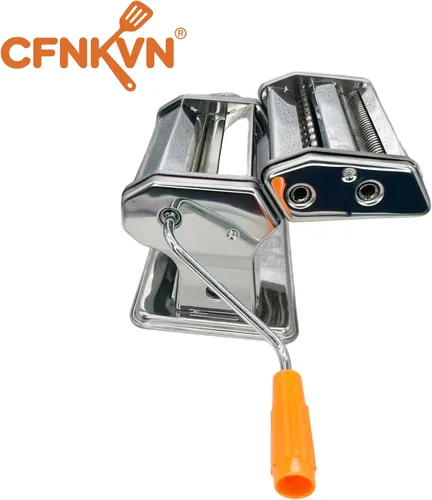 Miniatura 8 de Máquina para hacer pasta, estilo clásico italiano manual con 3 cortadores para espaguetis, fettuccine, lasaña, acero resistente, esfera de fácil