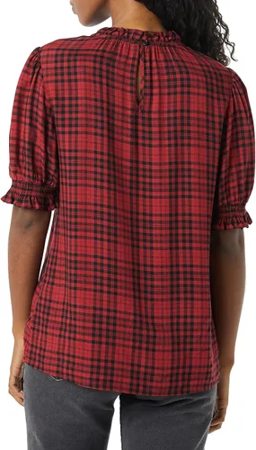 Miniatura 2 de Tienda Essentials Camisa de sarga fluida para mujer con detalle de bata de manga corta