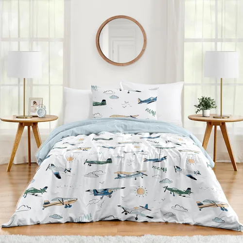Miniatura 7 de Sweet Jojo Designs Anchors Away - Juego de ropa de cama de 3 piezas para niños, color azul marino y blanco, tamaño matrimonial/queen