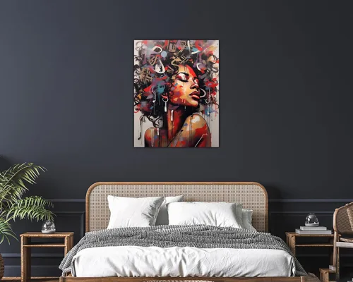 Miniatura 266 de Arte de pared afroamericano, decoración de rey y reina bailarín negro para sala de estar, arte de pareja de amor negro para dormitorio, lienzo