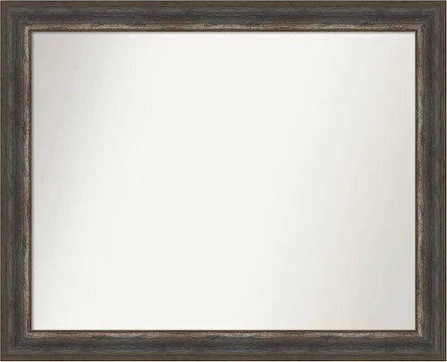 Miniatura 408 de Amanti Art Espejo de baño marrón para sobre el fregadero, 25 x 25 pulgadas, hecho a medida, espejo de tocador cuadrado marrón medio, marco de madera