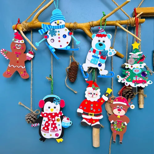 Miniatura 3 de Winlyn 24 juegos de manualidades de Navidad, manualidades de invierno, adornos de Navidad, decoraciones de arte, juegos de espuma, Papá Noel, reno