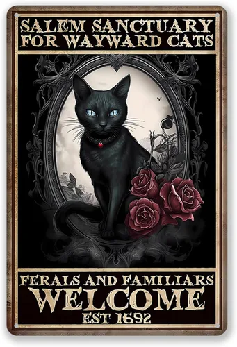 Miniatura 10 de Cartel de decoración de baño de gato negro divertido de 8 x 12 pulgadas, arte de pared de metal, letrero de "Are You Pooping", letrero de baño