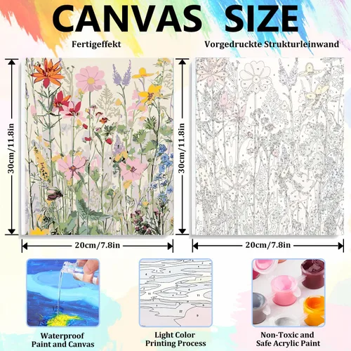 Miniatura 3 de Kit de pintura por números para adultos con marco de madera, kit de pintura por números de flores silvestres para adultos, kit de pintura acrílica