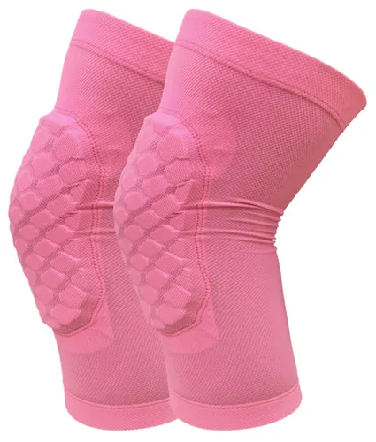 Rodilleras de baloncesto para niños, rodilleras de voleibol, mangas de baloncesto con panal de abeja, mangas de béisbol para niños y niñas, Rosado