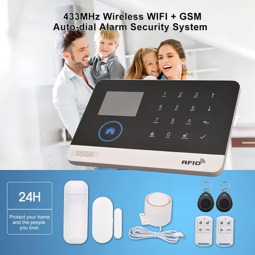 Miniatura 2 de Sistema de alarma WiFi GSM para el hogar, 2.4 pulgadas LCD inalámbrico DIY Smart Home antirrobo sistema de alarma de seguridad de 10 piezas