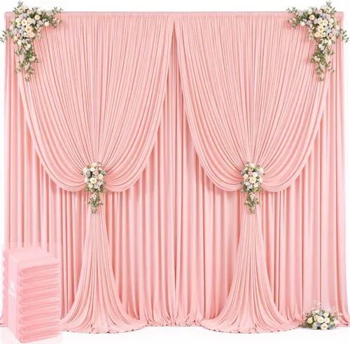 Miniatura 33 de 20 pies x 12 pies Cortinas de Telón de Fondo Azul Bebé Sin Arrugas para Bodas y Fiestas, Telón de Fondo de Tela Azul, Cortinas para Bodas