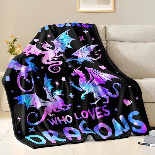 Miniatura 2 de Manta de dragón de franela suave, regalo para niñas y mujeres, manta de dragón para amantes de los dragones, regalos de cumpleaños, decoración