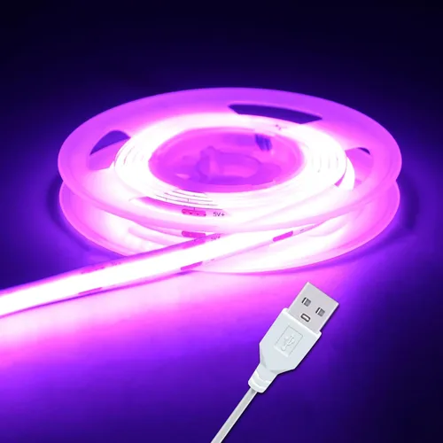 Miniatura 17 de Juego de 2 Paquetes de Tiras de Luces LED de 3.28 Pies COB Tiras de Luz USB 5V 6500K Blanco Brillante Alta Densidad No Regulable Tira LED Corta