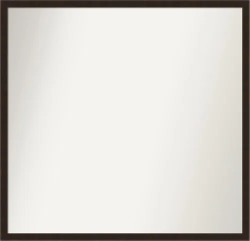 Miniatura 123 de Amanti Art Espejo de pared personalizado no biselado (23 x 25 pulgadas), marco estrecho marrón Carlisle, varios tamaños personalizados, espejo