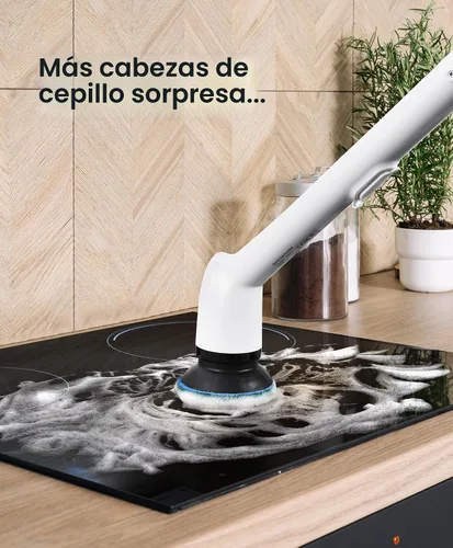Miniatura 7 de LyriFine Limpiador eléctrico giratorio, nuevo cepillo limpiador de baño impermeable IPX7 de cuerpo completo, limpiador de ducha con mango largo y 2
