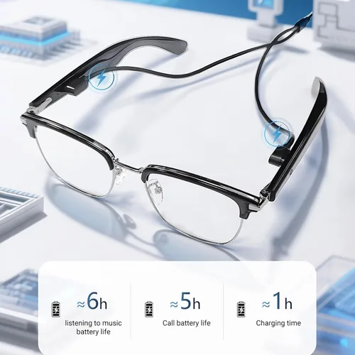 Miniatura 9 de Gafas de luz azul Bluetooth para mujeres y hombres, asistente de voz AI, altavoces de oído abierto, lentes inteligentes con filtro de luz azul