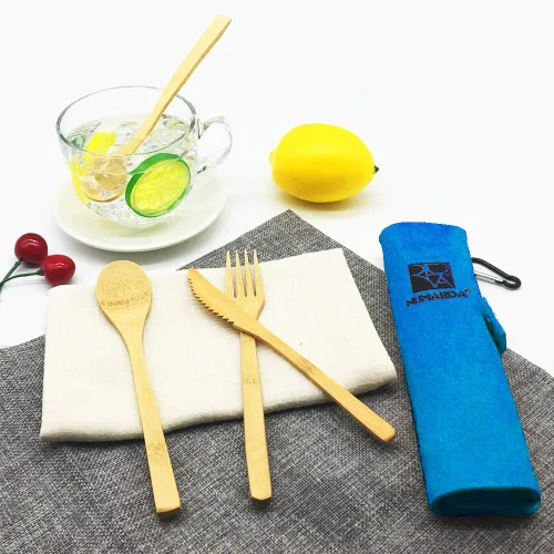 Miniatura 6 de Utensilios de bambú, juego de cubiertos ecológicos, juego de cubiertos, utensilios de viaje, juego de utensilios de camping, juego de utensilios