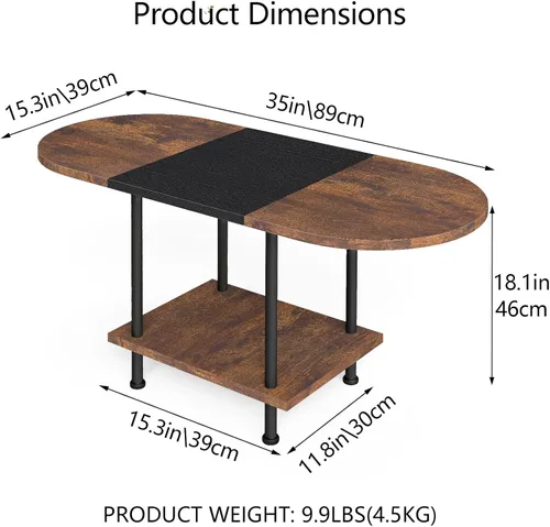 Miniatura 2 de Mesas de café, mesa central moderna con estante de almacenamiento, mesa de 2 niveles para sala de estar, diseño moderno de dos tonos (negro mezclado)