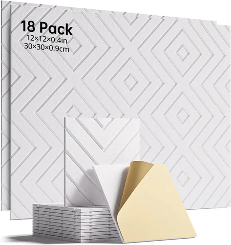 Miniatura 10 de Paneles de espuma con aislamiento de sonido para paredes, paquete de 12 paneles autoadhesivos acústicos, paneles de pared insonorizados de 12 x 12 x