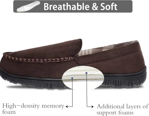 Miniatura 3 de shoeslocker Pantuflas para hombre de microgamuza mocasín con espuma viscoelástica zapatos para casa