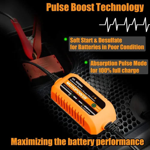 Miniatura 3 de MOTOPOWER Cargador automático de 12V 1000mA - Mantenimiento de la batería - Mantener el cargador y el desulfatador de batería con protección