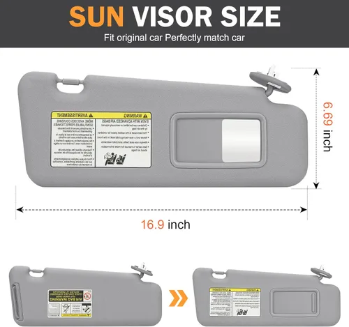 Miniatura 3 de TadaMark Visera solar derecha del lado del pasajero para Toyota Highlander 2008 2009 2010 2011 2012 2013 gris con luz de repuesto # 74320-0E050-B0