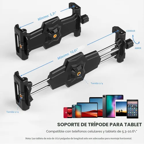 Miniatura 2 de KDD Adaptador de trípode para iPad y teléfono con cabeza esférica, soporte para iPad para trípode, soporte giratorio de 360 grados para tableta