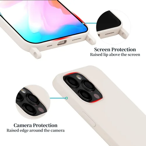 Miniatura 2 de Funda compatible con iPhone 15 Pro Max con cordón lanyard crossbody, funda para iPhone con correa ajustable a prueba de golpes, protección contra