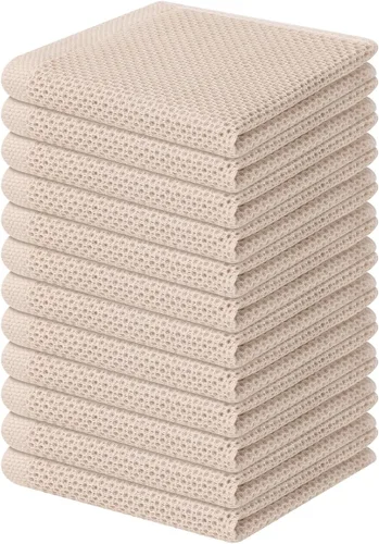 Miniatura 275 de Homaxy Paños de cocina de 100% algodón con tejido de gofre, ultra suaves, absorbentes, de secado rápido, 12 x 12 pulgadas, paquete de 6, amarillo