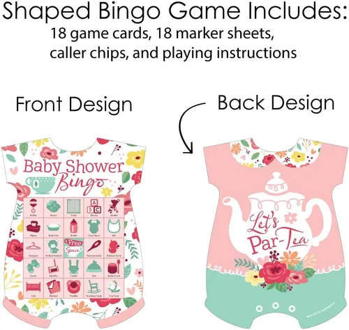 Miniatura 3 de Big Dot of Happiness Floral Let's Par-Tea - Juego de 18 tarjetas de bingo con imágenes y marcadores, fiesta de té de jardín, baby shower, juego