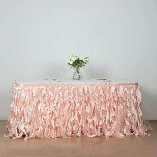 Miniatura 7 de Efavormart - Falda de mesa de tafetán de sauce rizado de 14 pies para cocina, comedor, catering, boda, fiesta de cumpleaños, eventos, color rubor