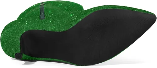Miniatura 5 de Allegra K Botas altas con punta puntiaguda y purpurina para mujer