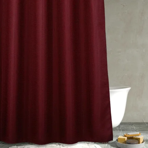 Miniatura 21 de Cortina de ducha negra con tejido de gofre: cortinas de ducha de tela texturizada resistente para baño, repelente al agua, 256 GSM, cortina de baño